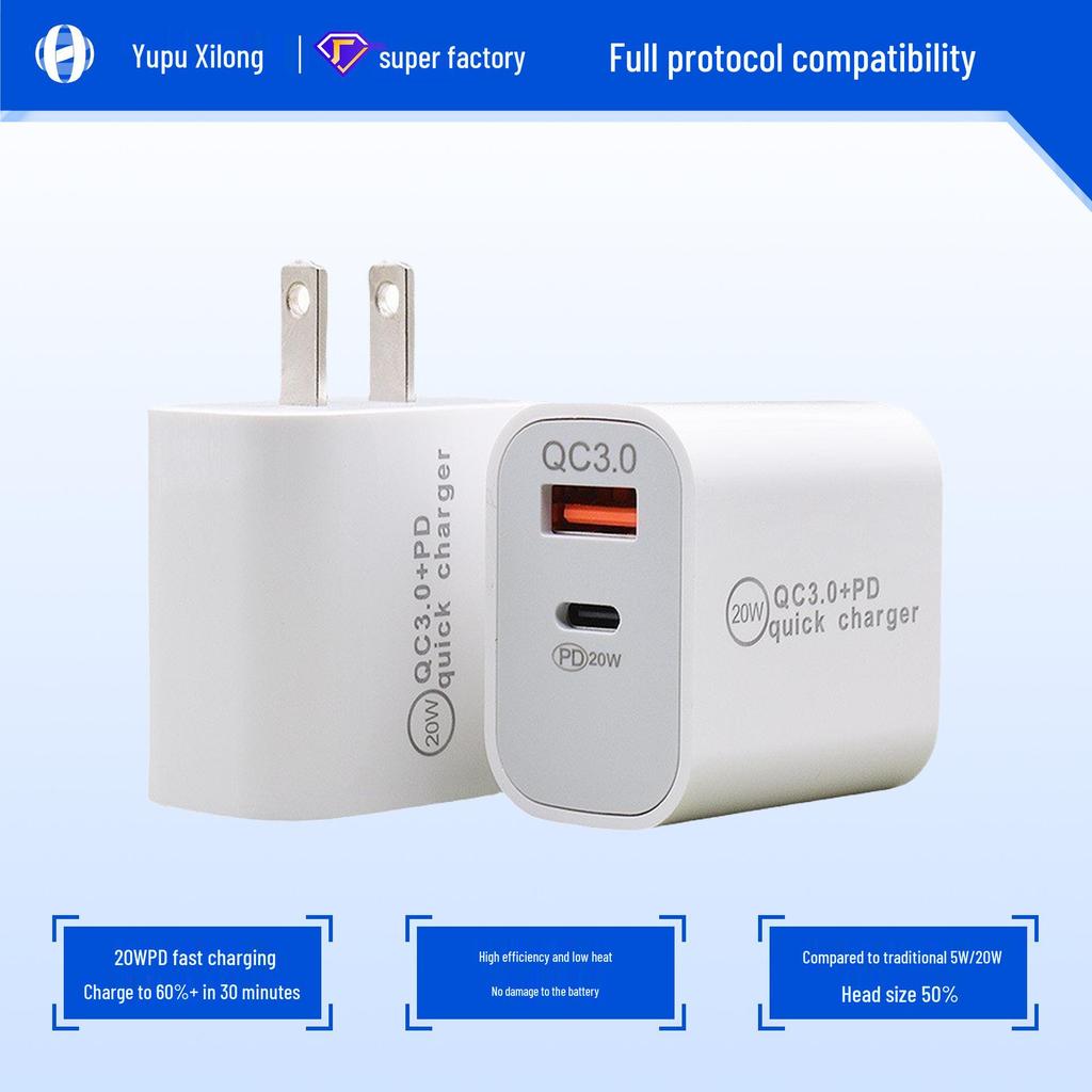 PD20W Dual-Port QC3.0 Charger A+C, US/EU Standard
