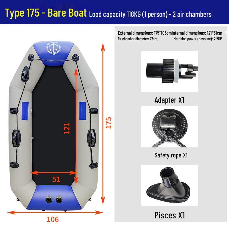 Durable Hard-Bottom Inflatable Rubber Dinghy Kayak for Fishing & Lifesaving