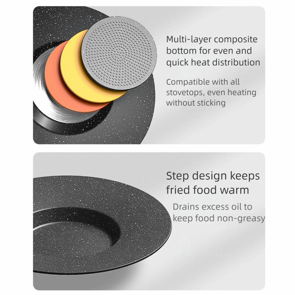 Thicken Deep Baking Tray Round Shape Frying Pan with Handles Convenient Griddle Pan  BBQ