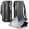 Case For Samsung Galaxy Z Fold 7 6 5 4 PU Leather Strap Zipper Card Holder Phone Wallet Case