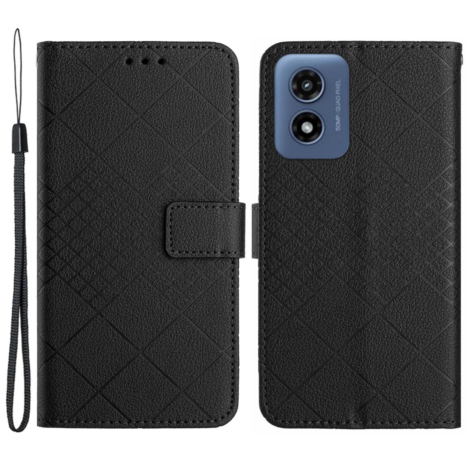 

HT06 For Motorola Moto G Play 5G (2024)/Moto G 5G (2024) Leather Case Phone Wallet Cover Rhombus Black