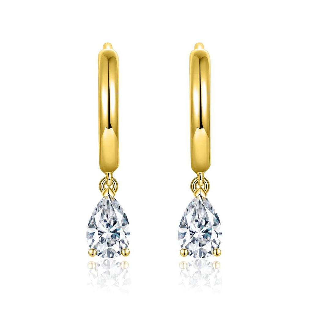 2025 4*6mm Teardrop Moissanite Earrings, Diamond-Tested, S925 Silver with 18k Gold Plating