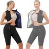 Traje de Sauna Feminino: Conjunto Térmico Extremo com Colete de Gola Alta e Shorts para Fitness e Escultura Corporal.