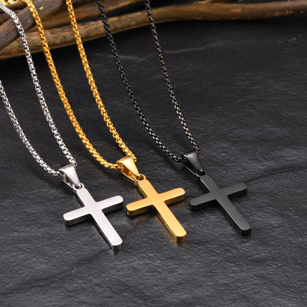 Cross Pendant Necklaces for Men Boys,Stainless Steel Link Chain Necklaces,Classic Jewelry Accessories Gifts