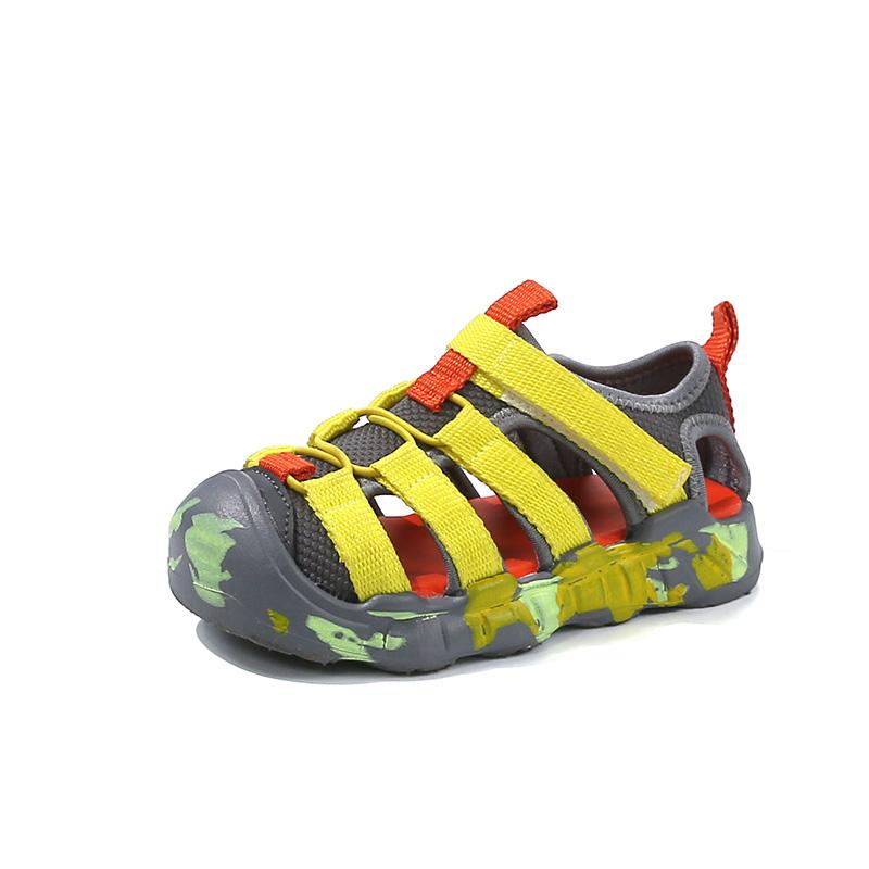 Children s sports sandals summer new girls Velcro toe cap sandals lightweight anti slip boys beach shoes 37