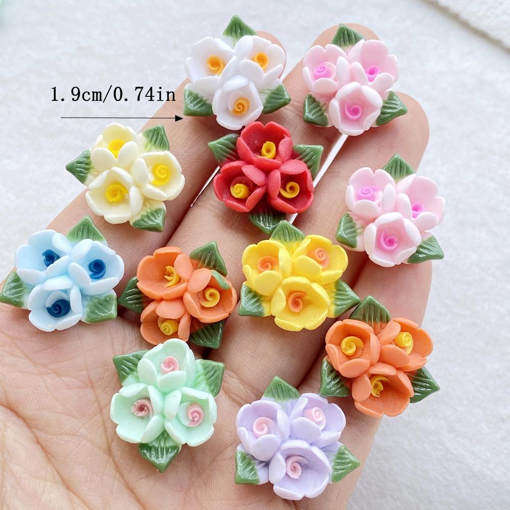 10PCS Vibrant Resin Three Roses For Scrapbooking, Wedding Decor & DIY Jewelry Making Accessories