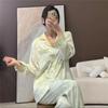 2025 Spring/Autumn Women's Ice Silk Sweet Pajama Set - Long-sleeve, Thin, High-end, Cute, Two-piece Homewear
