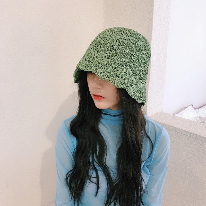 Hat Female Weave Petals Along Straw Hat Female Summer Sun Hat Small Bucket Fisherman Hat