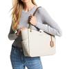 Michael Kors MK Jet Set Chain Logo Pendant Large Capacity Canvas Shoulder Bag Women Shoulder Bag Vanilla-White 35F1GTVT3B-VANILLA