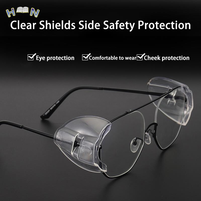 2Pcs Eye Flexible Clear Shields Side Safety Goggles Glasses Universal Anti Fog