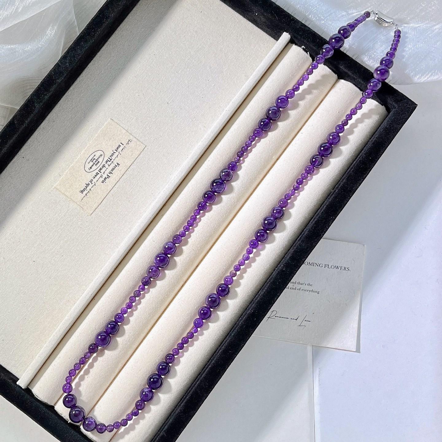 

Natural Amethyst Gradual Change Design Necklace Collarbone Chain Sweater Chain