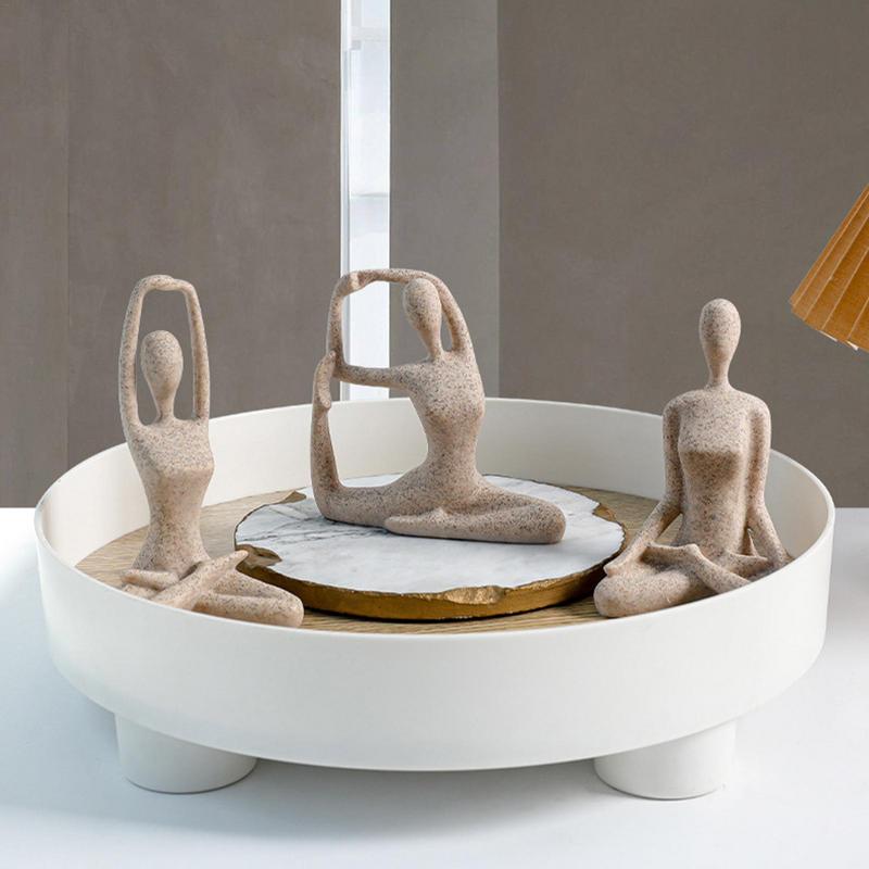 Yoga Pose Statue 3Pcs Resin Yoga Sculptures Meditating Yoga Decor Craft Tabletop Abstract Decor Home Decor Ornaments Sculpture