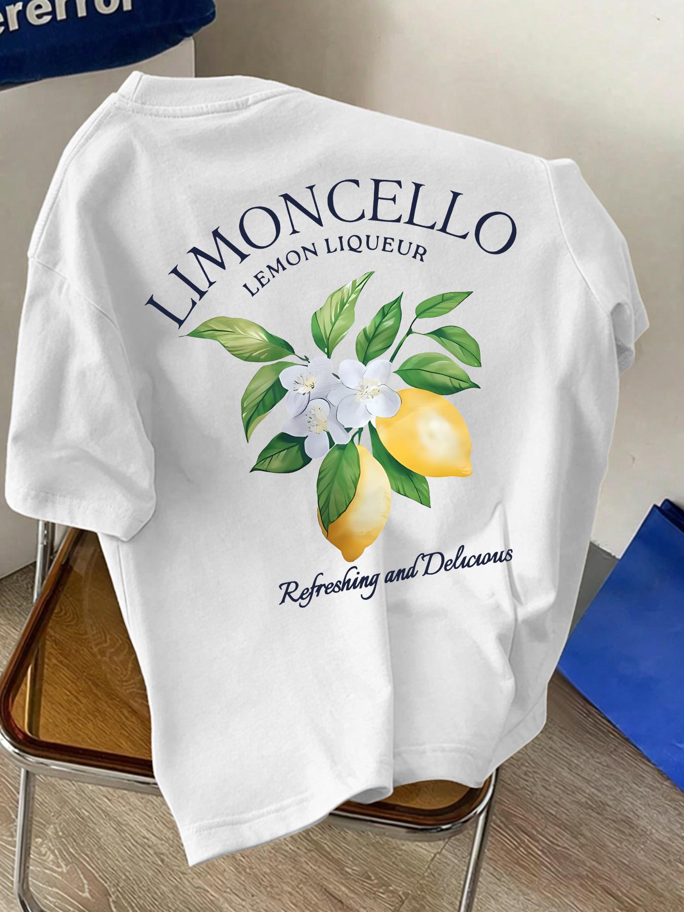 Limoncello Lemon Floral Graphic Tshirt Italian Vacation Unisex Short Sleeve Casual Soft Cotton Daily Tops S