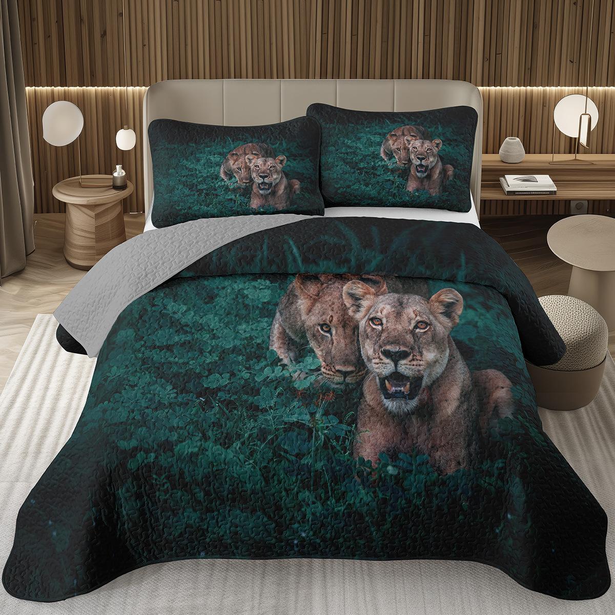 

Comforter Lion Twin King Safari Wild Aninal Western Farmstyle Quilt Set Soft Luxury Reversible Grey Quilted Bedding Set Comforter (quilt)-EU Single(135*200cm)3pcs