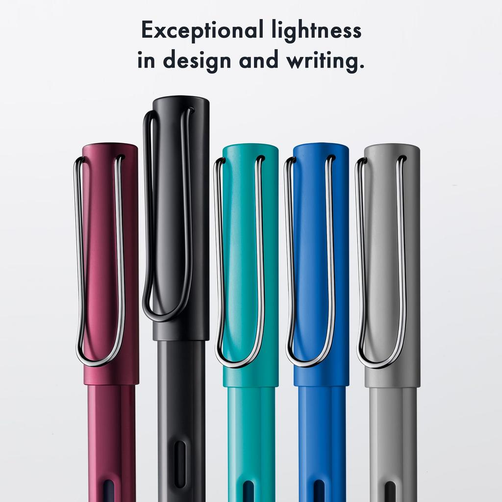 LAMY AL-STAR Aubergine - F-size Fountain Pen with Ergonomic Grip and Polished Steel Nib - Lightweight Aluminum Body - Includes LAMY T10 Blue Cartridge