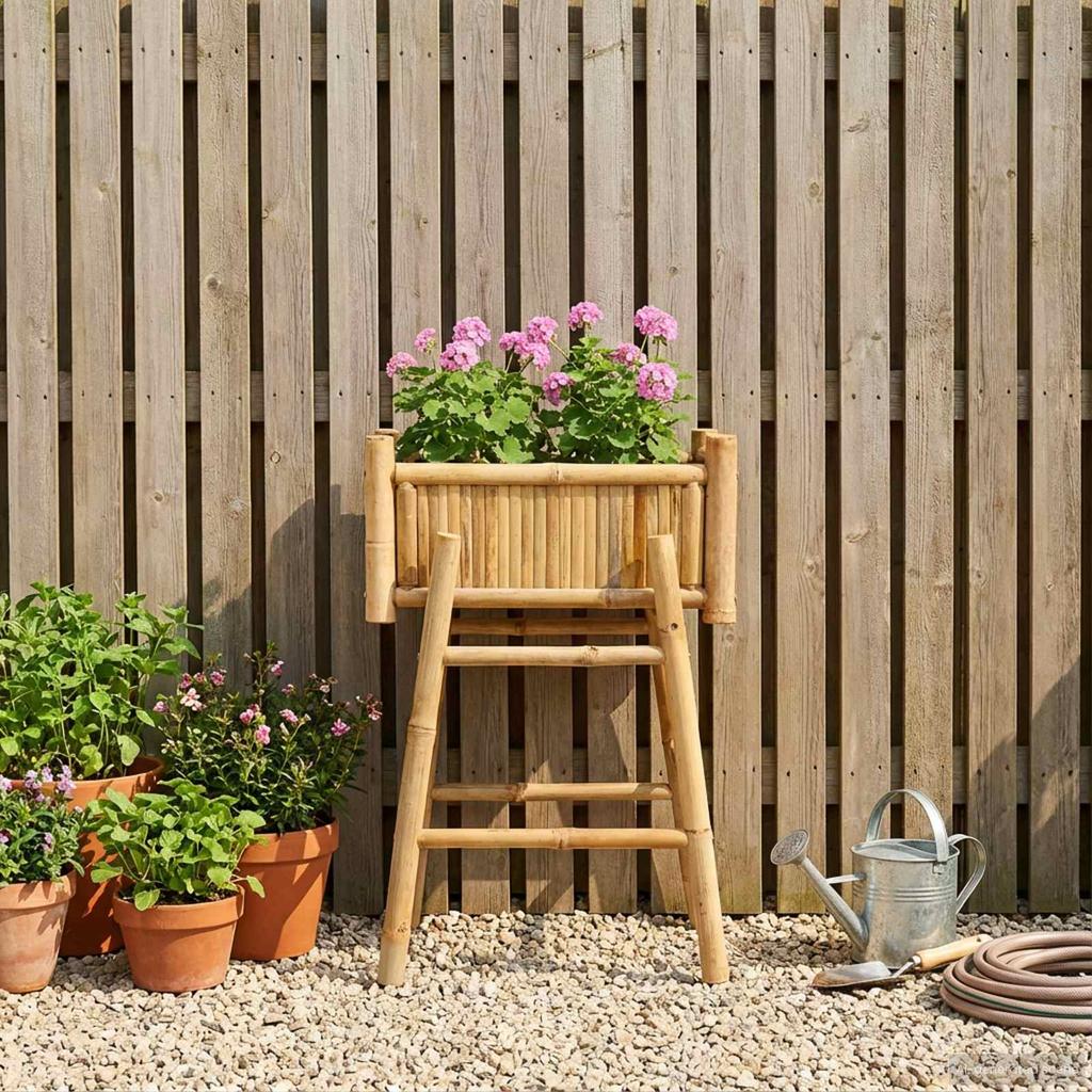 Bamboo Garden Planter with Stand Natural Color 50 X 38 X 74 Cm