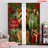 2pcs,2D Plane Printing Pattern Curtains Santa Dog Durable Polyester (without Rod) Festive for Various Rooms, Contemporary
