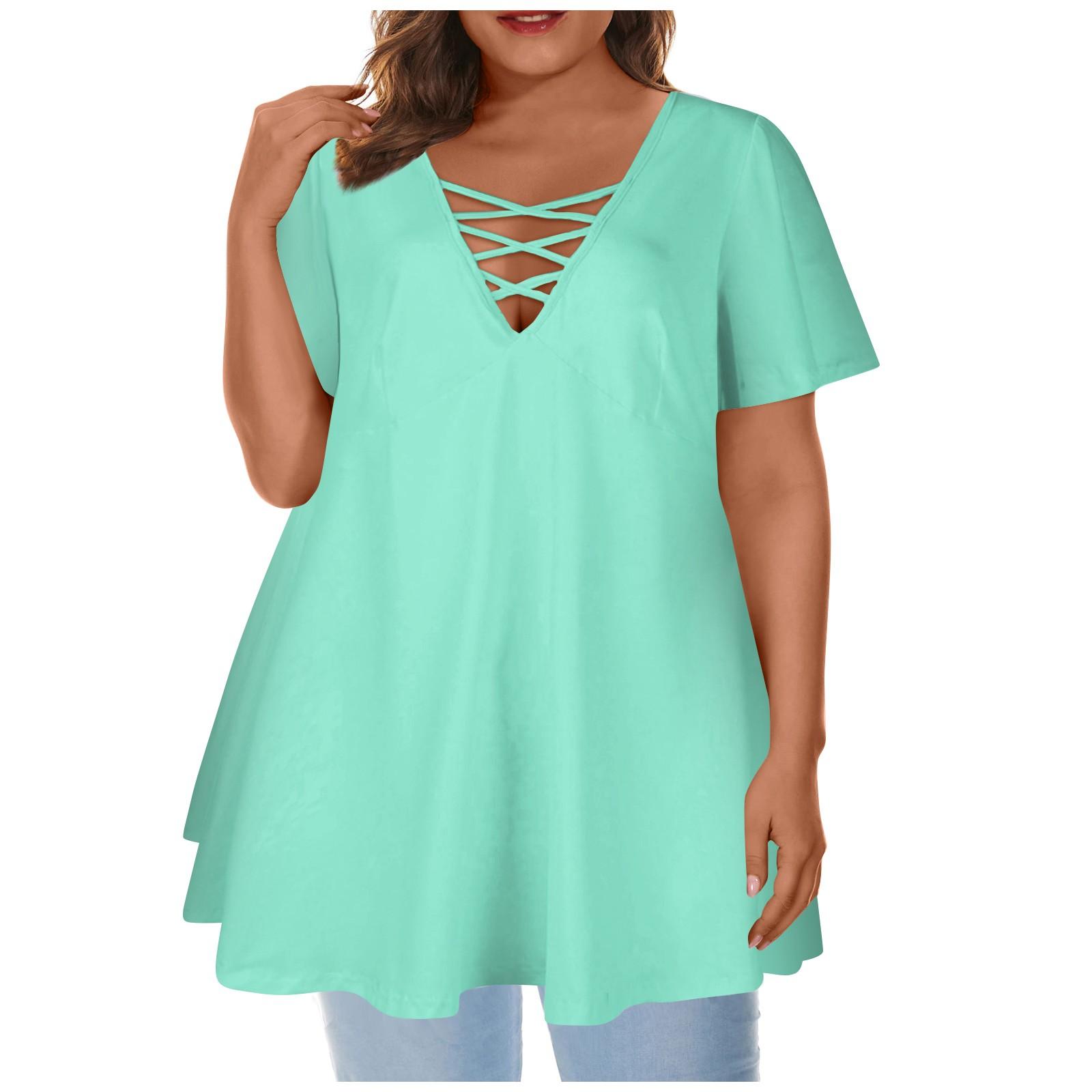 Женский большой топ с круглым вырезом — фото 12