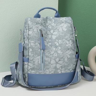 Color Block Printed Backpack Women's Large Capacity Travel Backpack Student Schoolbag