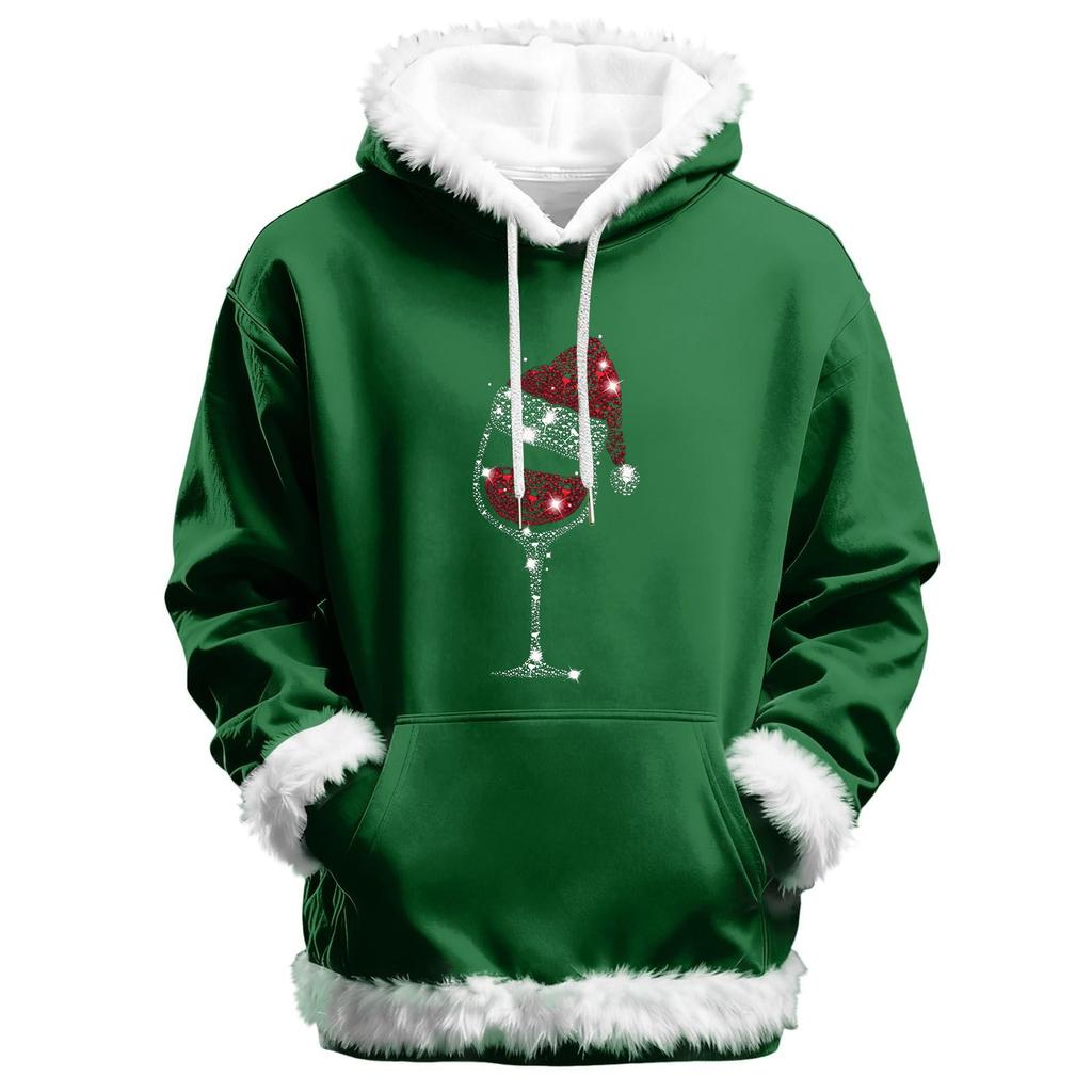 Women's Christmas Casual Fleece-Lined Hoodie With Long Sleeves And Pockets Sweatshirt Top