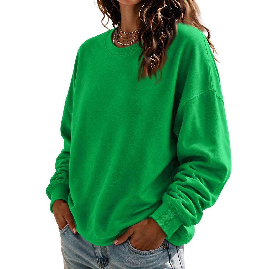 Women's Crewneck Sweatshirt Long Sleeve Color Casual Top for Everyday Wear