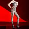 Women Sexy Jumpsuit Sexy Mesh Plaid Lace Bodysuit Open Crotch Stockings Ultra Thin Transparent Floral Embroidery Body Pantyhose