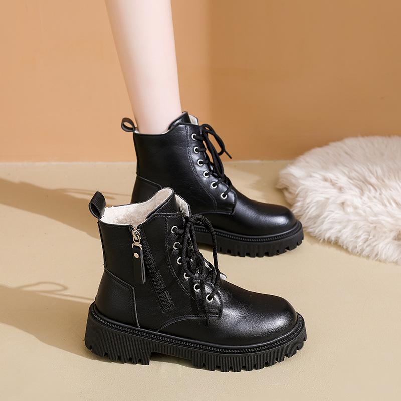 Martin boots British style winter new fashion low tube casual velvet girls short boots women flat large size