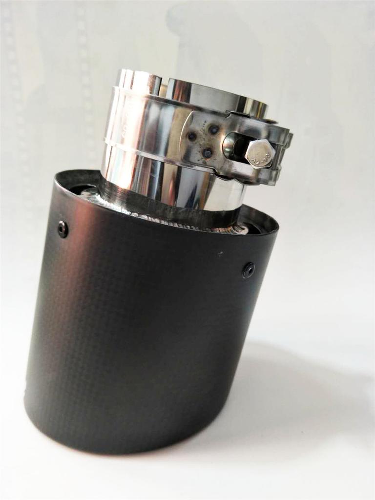 Car Universal 63-89mm Blue Burnt Steel End Carbon Fiber Exhaust Muffler Tip Pipe