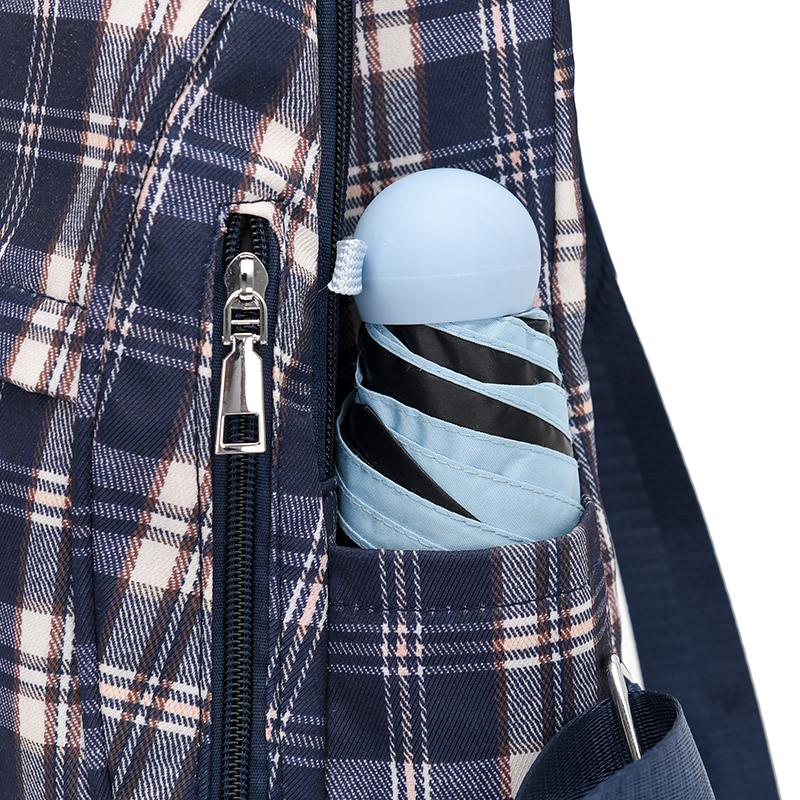 Campus Retro Plaid Backpack Junior Senior High School Student Schoolbag Girls Large Capacity Class Book Bag