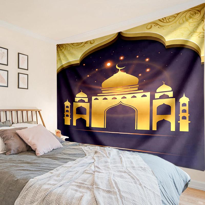 Golden Mosque Silhouette Tapestry, Unique Design Tapestry, Wall Decor for Bedroom,Livingroom, Playroom,Heartwarming Fan Holiday Gifts