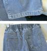 Women's Light Blue Plush Elastic Waist Wide-Leg Jeans, 2025 Spring/Autumn, Thickened, 9/10 Straight Leg.