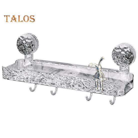 

Стеллаж для хранения в ванной комнате с крючками Прозрачный настенный самоклеящийся без перфорации Большая несущая способность Противоскользящая косметическая раковина для зубной пасты Oaganizer Square чистый