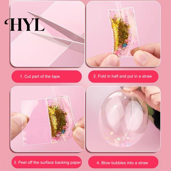 Funny Nano Bubble Tape 1 Set 300CM Toy with Straw Charm Sticker Inflator High Elasticity Tweezer Adhesive Stress Relief DIY Craft Making Kit Children