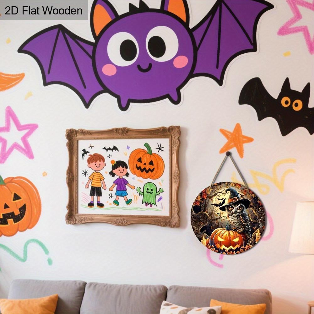 Wooden Halloween Sign with Owl & Pumpkin Pattern Design - Unique Wall Pediments - Ideal for Front Door, Yard, Porch, Room Decor