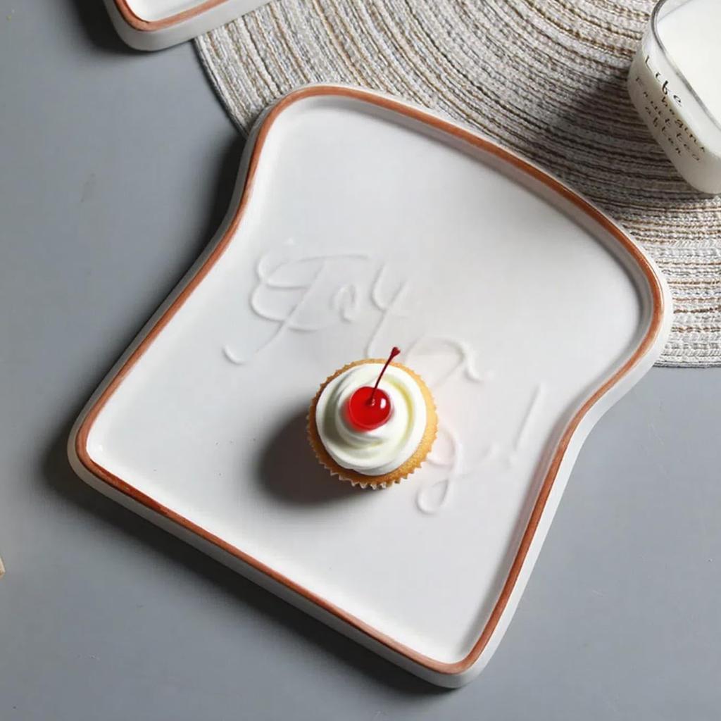 flower-shaped Rectangular Baking Set - White ceramic material, toasted bread shaped ceramic plate, dessert plate, multi-functional kitchen tableware