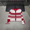 2025 Autumn/Winter Women's Striped Round Neck Knit Cardigan Long Sleeve Age-Defying Versatile Top