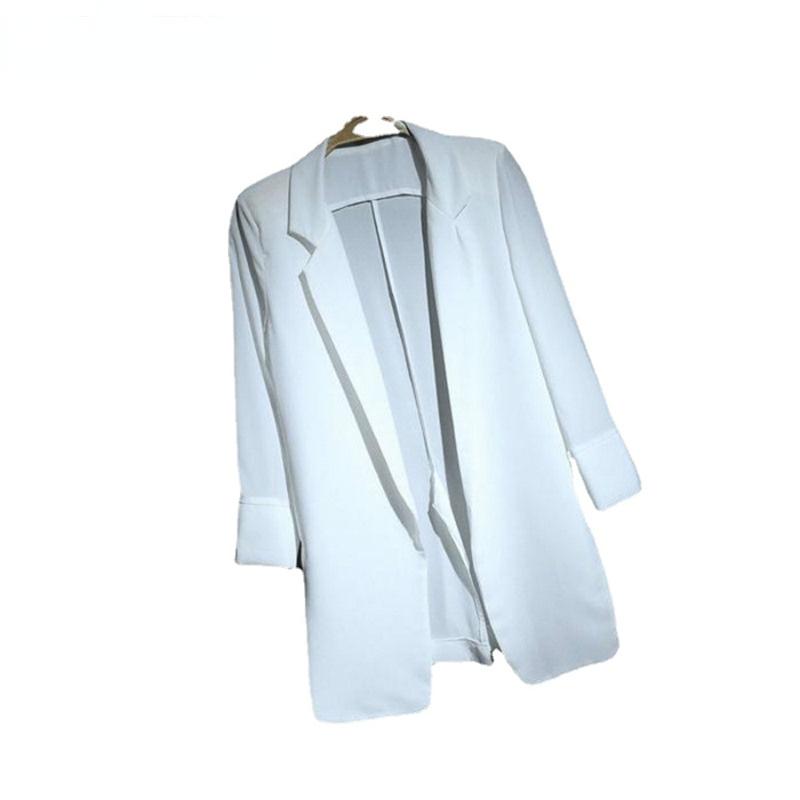 Blazers Women Chiffon Korean Outwear Spring Sunscreen Loose Without Placket Solid Simple Long All-match Soft Fashion Streetwear