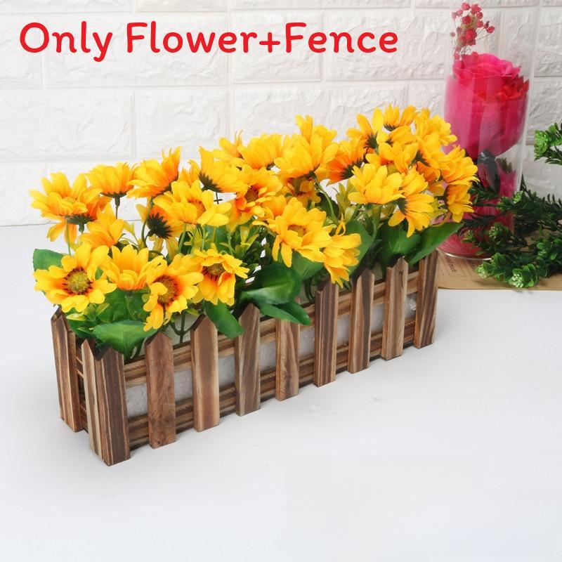 Home Living Artificial Plant Set With Wooden Fence For Wedding Decor And Photo Props