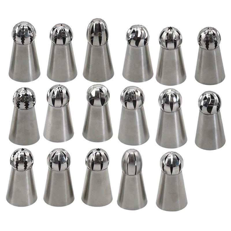 7 Pcs Russian Framed Spherical Torch Mouth Stainless Steel Decorating Large Flower Heads Dessert Decorators