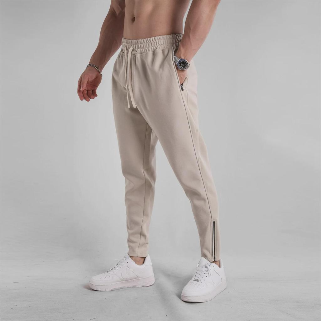 Men's Slim Fit Zippered Cotton Sweatpants for Spring & Autumn – Casual Outdoor Sportswear