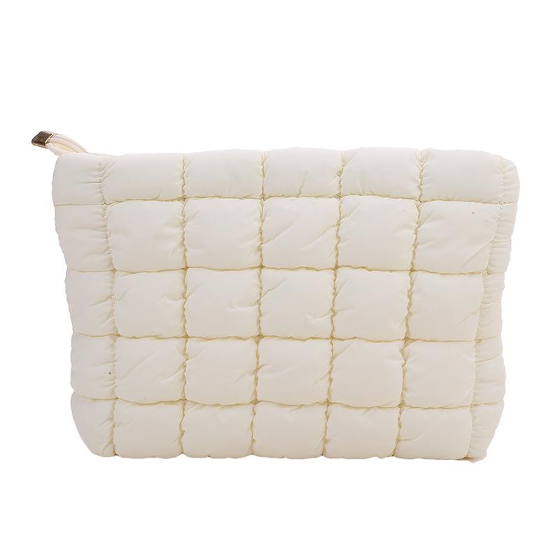 Women Cosmetic Pouch  Quilted Makeup Pouch Large Capacity Makeup Organizer Tote Bag Solid Color Cosmetic Handbags