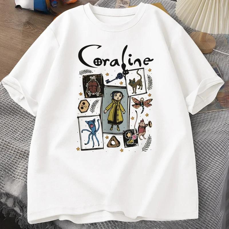 

Coraline Halloween T Shirt Women Unisex Spooky Vintage Tshirt Harajuku Fall Short Sleeve Tshirt Womens Clothing Graphic T Shirts M