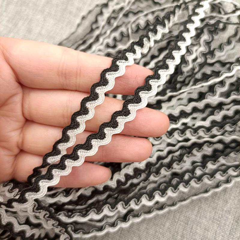 5mm S Şeklinde İki Renkli Dalga Desenli Kavisli Kemer DIY Giyim Aksesuarları için Denizci Dantel Şerit