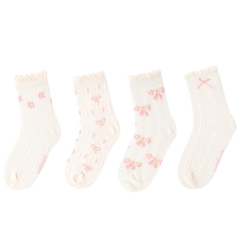 

YEEHOO Girls Lightweight Mesh Bowknot Mid-Calf Socks S (Foot Length 15-17CM)