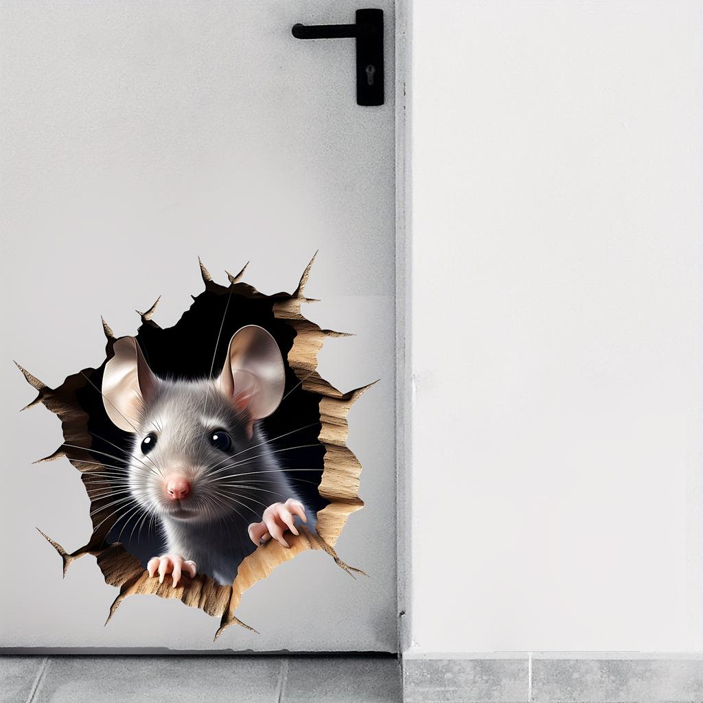 Mouse Hole Wall Sticker, Funny and Cute Mouse Hole Window Sticker, Suitable for Living Room, Bedroom, Kitchen, Wall, Stairs, Bathroom, Home Decor
