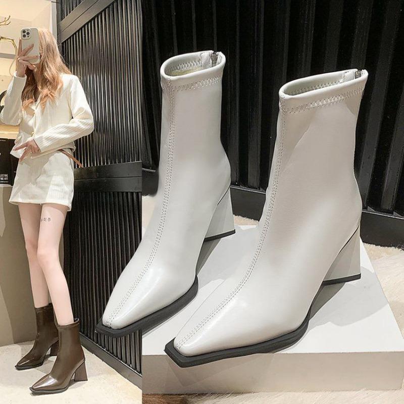 Fashion Pointed Toe Fashion Boots Women 2025 Spring Autumn Winter New Short Cut Kitten Heel Zipper Fashion High Heel Booties