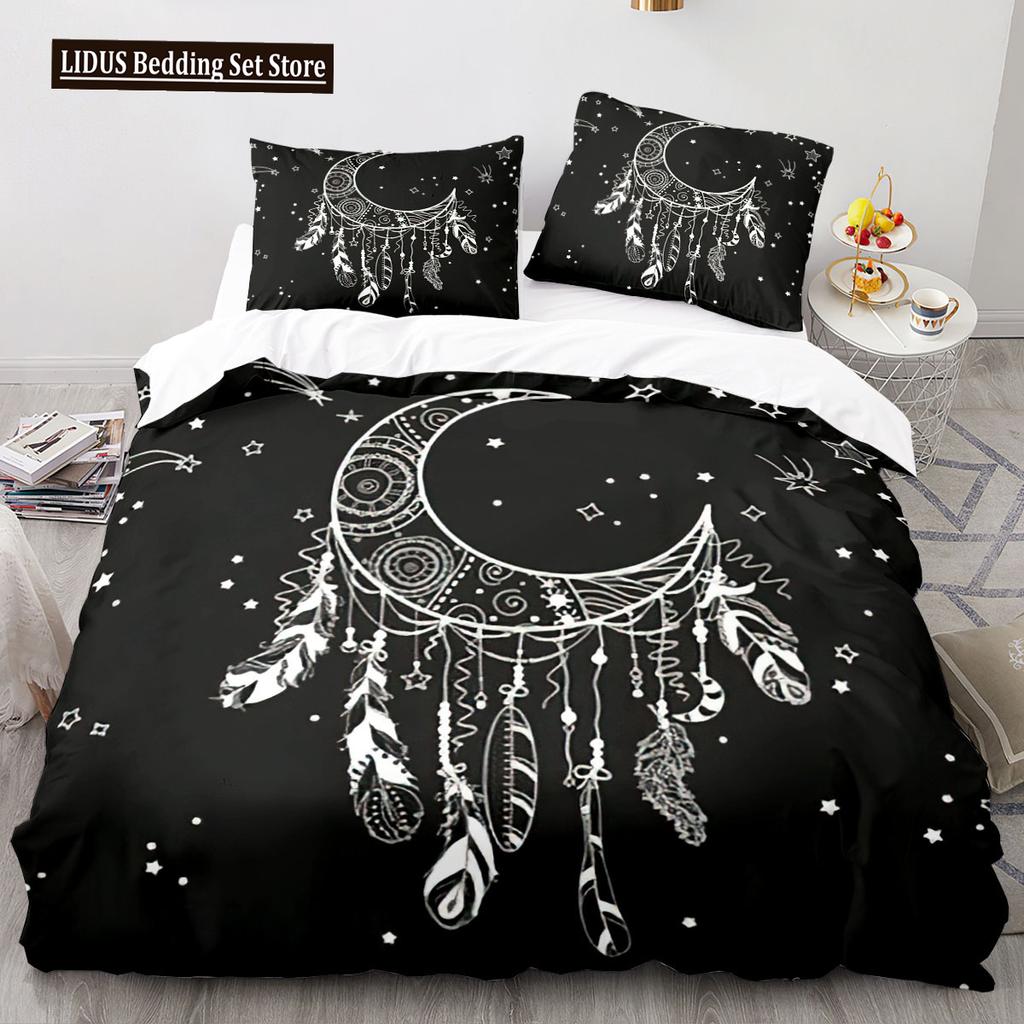 Dreamcatcher Duvet Cover Set 3D Print Feather Sun Moon Polyester Comforter Cover King Queen Twin Full Size For Kids Boys Girls
