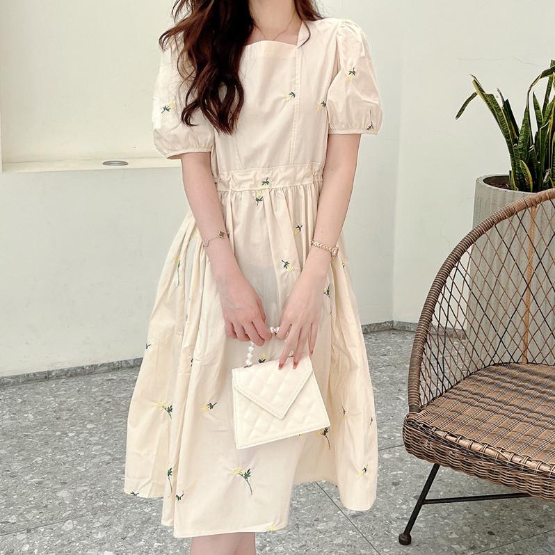 DIMANAF 2023 Abito T-shirt Estivo Taglie Forti Donna Cotone Ampio Abito Elegante Signora Stampa Vintage Retrò Mostra Sottile Moda Casual Abiti Femminili