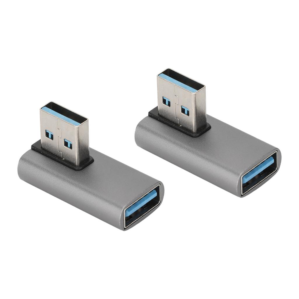2Pcs USB3.0 Male to Female Adapter 10Gbps Rapid Heat Dissipation Small Portable 90 Degree USB Adapter for Home Office