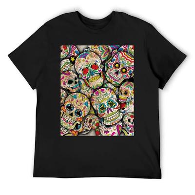 Sugar Skull Collage T-Shirt Shirts Graphic Customizeds Plus Sizes Gifts for Boyfriend Mens Graphic T-shirts Big and Tall